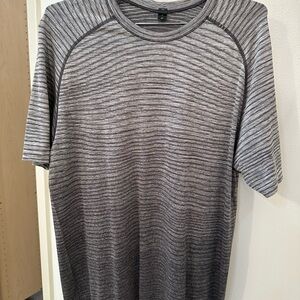 Lululemon Athketica Black Grey Striped Men's Shirt